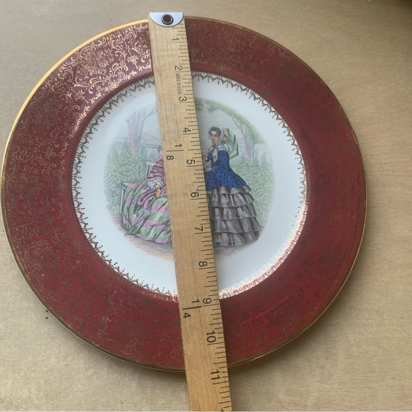 Vintage Plate Century by Salem USA Victorian Ladies  Burgundy Rim 23K Gold Trim - Picture 7 of 10